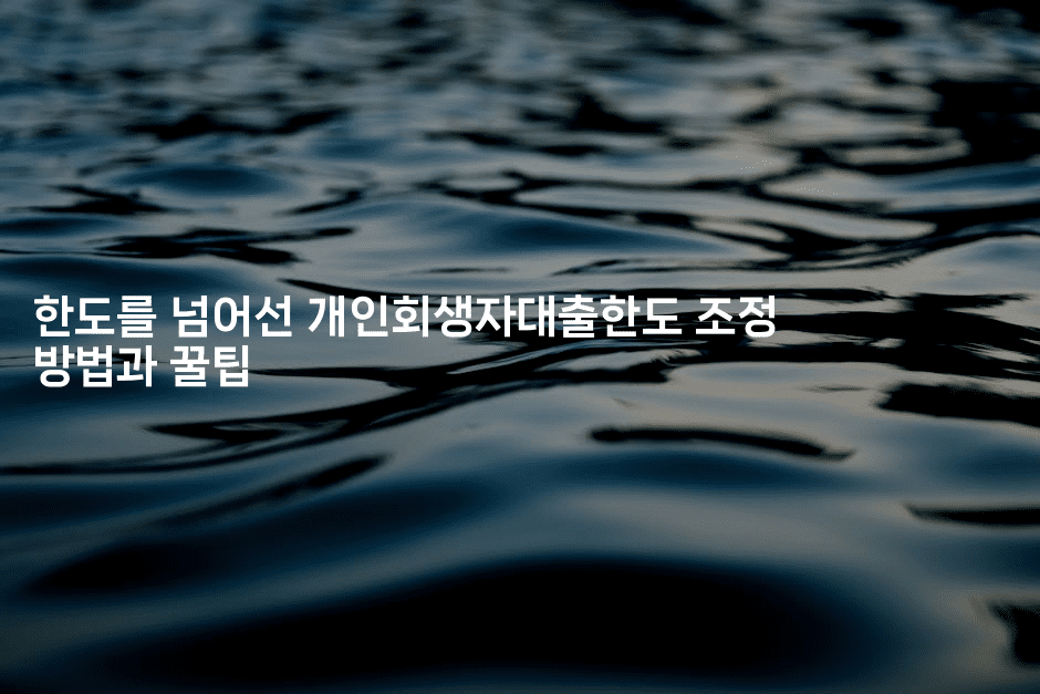 한도를 넘어선 개인회생자대출한도 조정 방법과 꿀팁